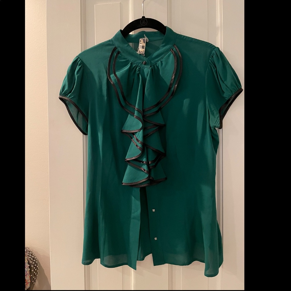 Kelly green ruffle silk blouse - Nordstrom